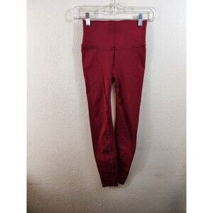 Fabletics Womens S Red PowerHold Mid Rise Activewear Leggings